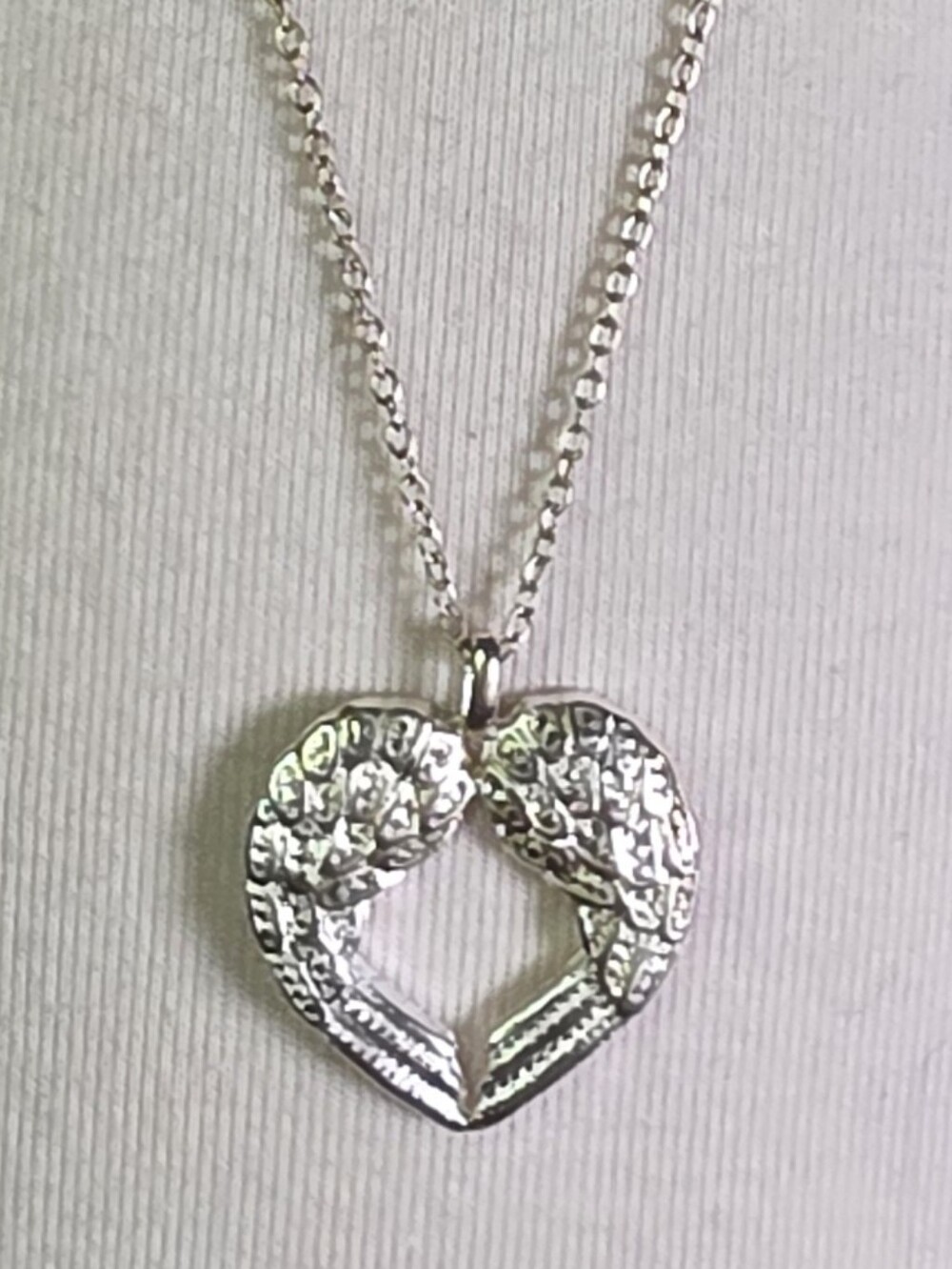 Sterling Silver Guardian Angel Wings Heart Pendant Necklace